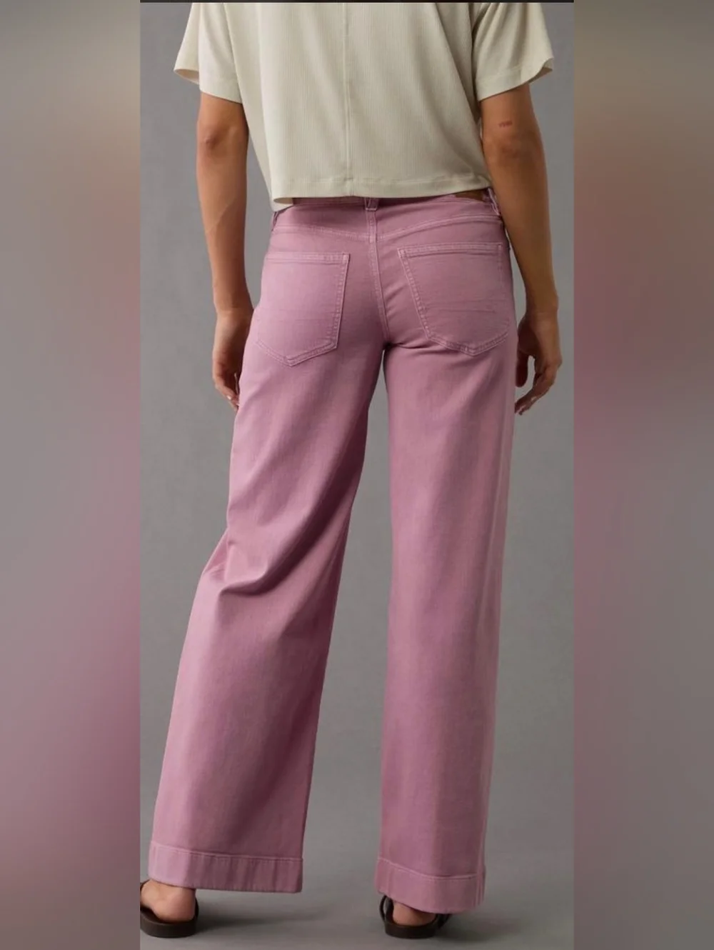 Cute American Eagle Outfitters Mauve Stretch Wide-Leg Utility Jeans, Sz 6! 🍁 - Picture 2 of 8